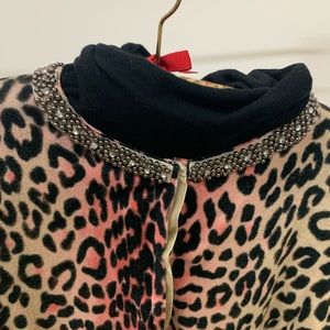 Leopard print peach colored cardigan-great to dress up in or with jeans